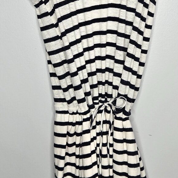 Gap Tall Navy & White Striped Linen-Blend Midi Dress M – Lined Skirt, Pockets - Picture 4 of 6